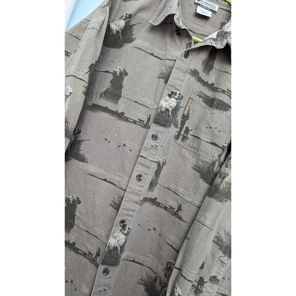 Columbia Green River Lodge Retriever Dogs Hunting Long sleeve shirt Size .M - Picture 6 of 12